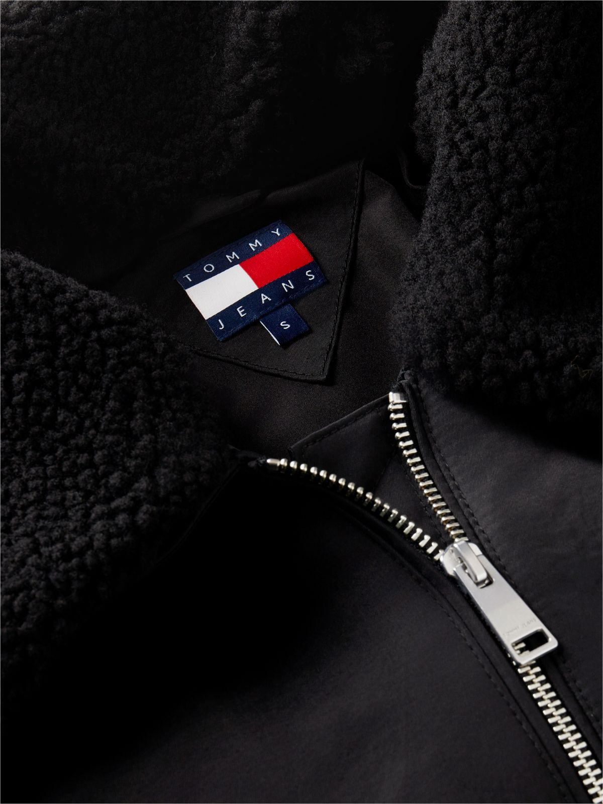 Faux Fur Collar Oversized Bomber Jacket — Black