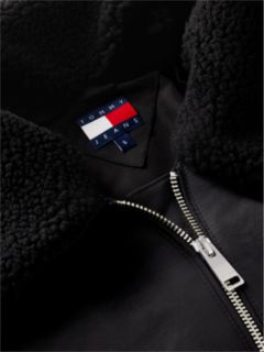 Faux Fur Collar Oversized Bomber Jacket — Black 6