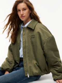Faux Fur Collar Oversized Bomber Jacket — Green 3