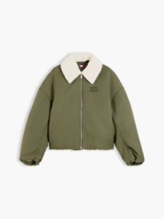 Faux Fur Collar Oversized Bomber Jacket — Green 5
