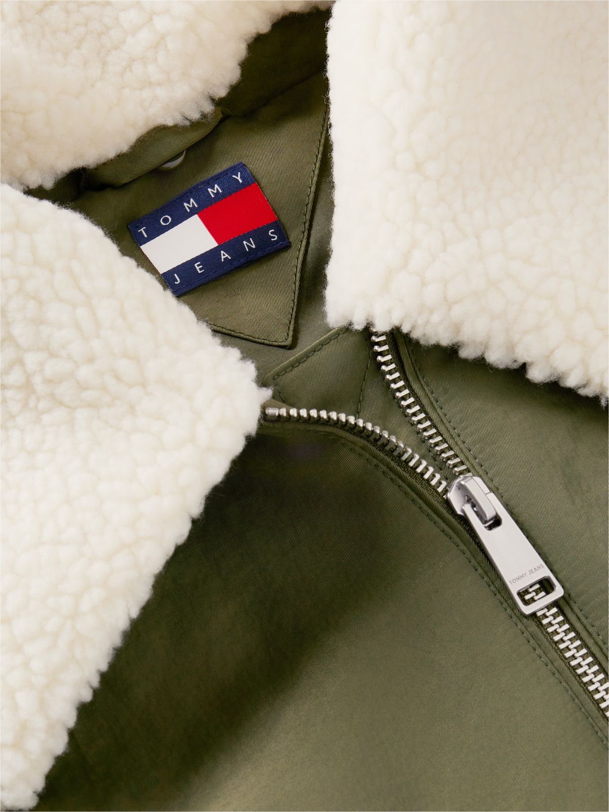 Faux Fur Collar Oversized Bomber Jacket — Green