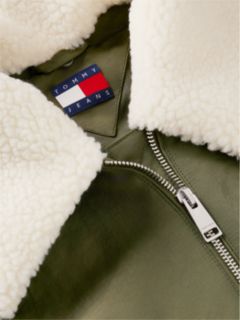 Faux Fur Collar Oversized Bomber Jacket — Green 6