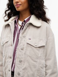 Teddy Collar Corduroy Trucker Jacket — Grey 4