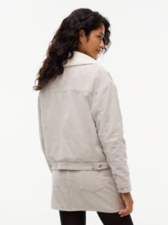 Teddy Collar Corduroy Trucker Jacket — Grey 5