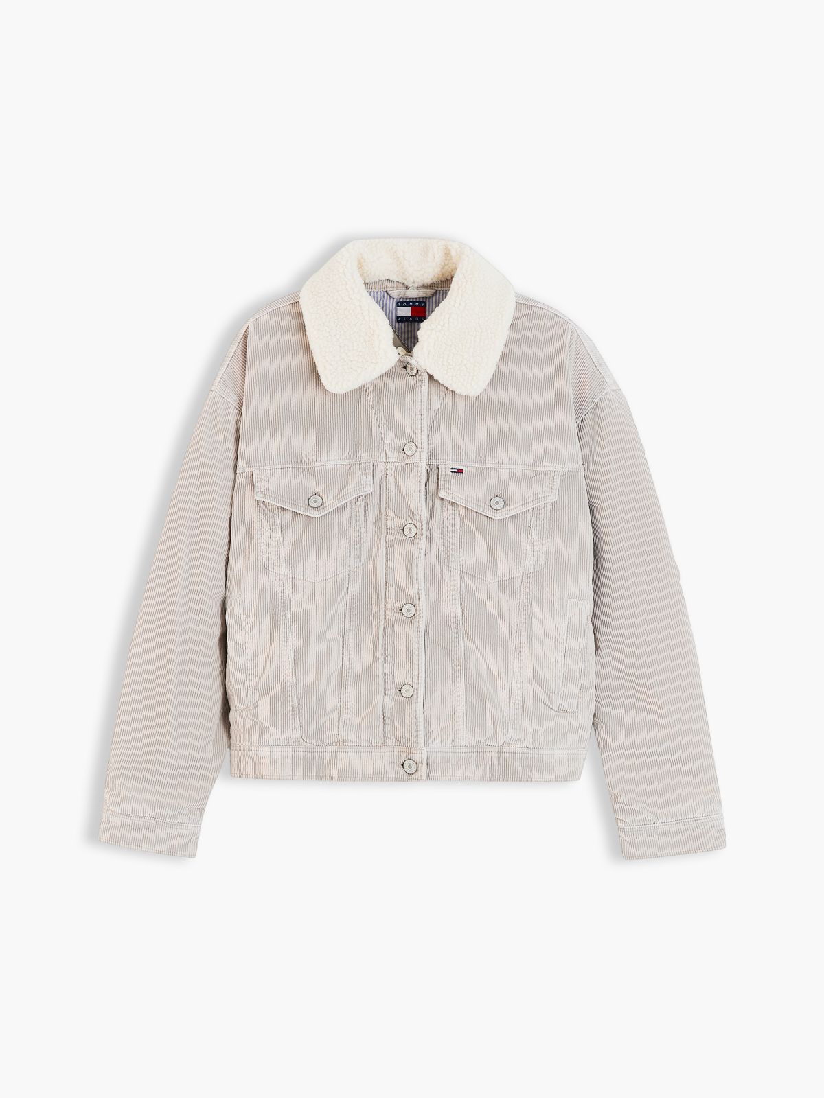 Teddy Collar Corduroy Trucker Jacket — Grey