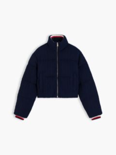 Cable Knit Relaxed Puffer Jacket — Blue 6