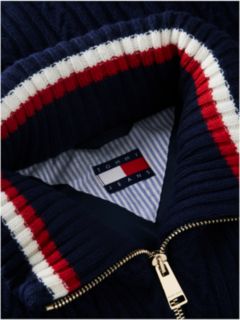 Cable Knit Relaxed Puffer Jacket — Blue 7