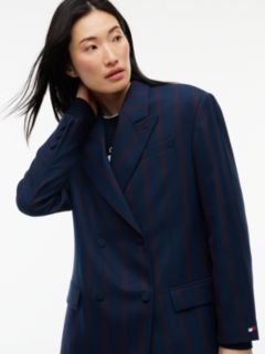 Relaxed Fit Wool Blend Double Breasted Blazer — Blue 3