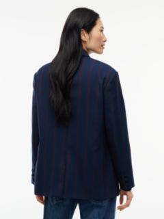 Relaxed Fit Wool Blend Double Breasted Blazer — Blue 5