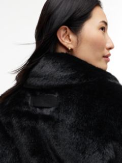 Faux Fur Relaxed Zip-Thru Jacket — Black 3