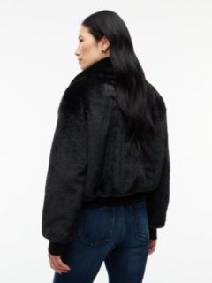 Faux Fur Relaxed Zip-Thru Jacket — Black 5