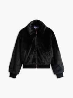 Faux Fur Relaxed Zip-Thru Jacket — Black 6