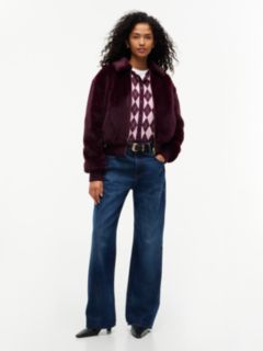 Faux Fur Relaxed Zip-Thru Jacket — Purple 2