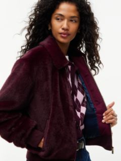 Faux Fur Relaxed Zip-Thru Jacket — Purple 3