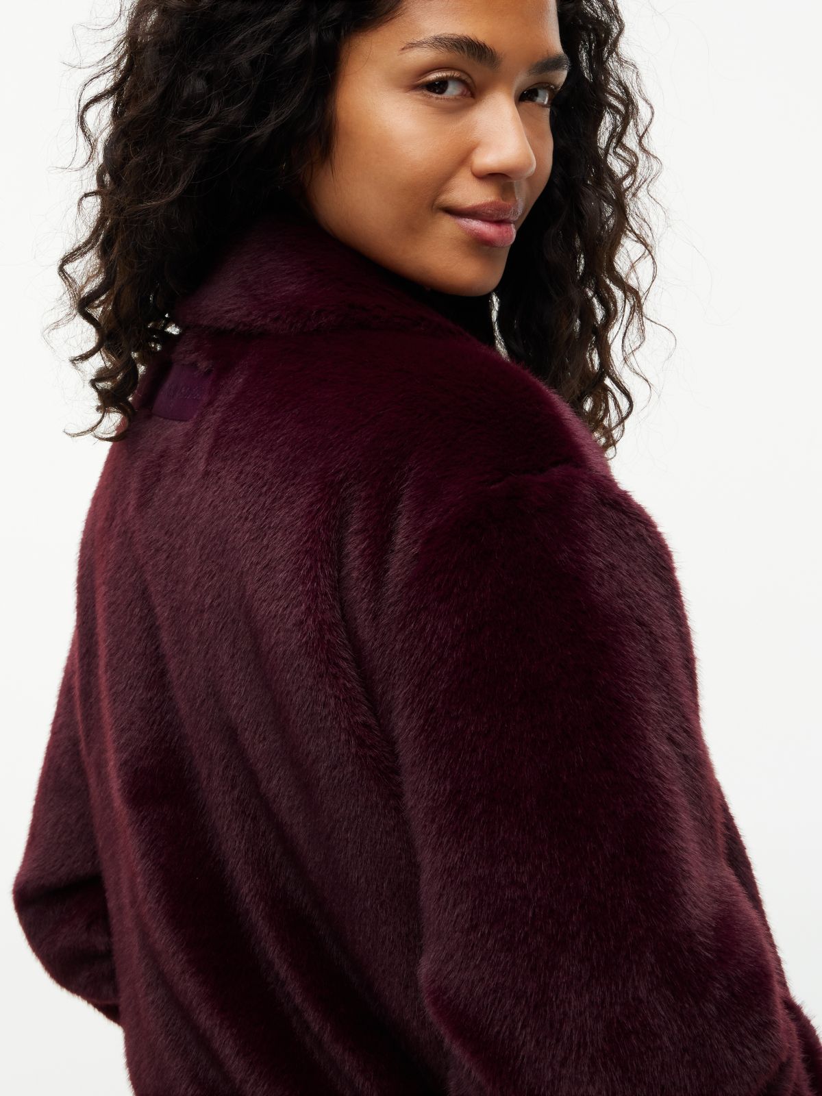 Faux Fur Relaxed Zip-Thru Jacket — Purple