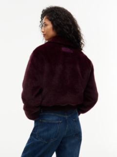 Faux Fur Relaxed Zip-Thru Jacket — Purple 5
