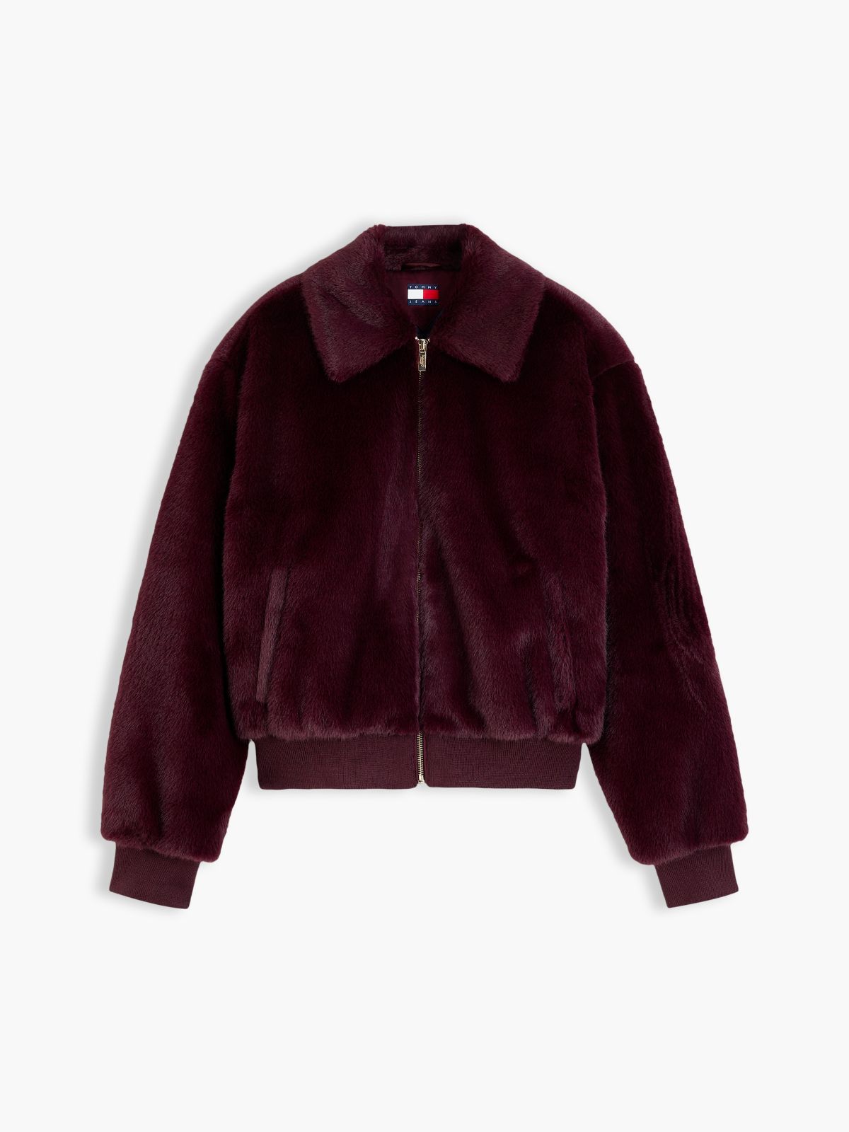 Faux Fur Relaxed Zip-Thru Jacket — Purple