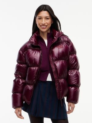 doudoune décontractée en ripstop brillant purple pour femmes tommy jeans
