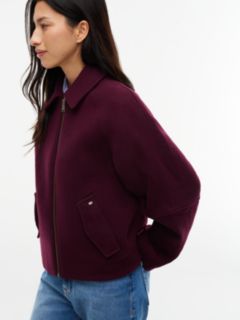 Wool Blend Belted Relaxed Jacket — Purple 3