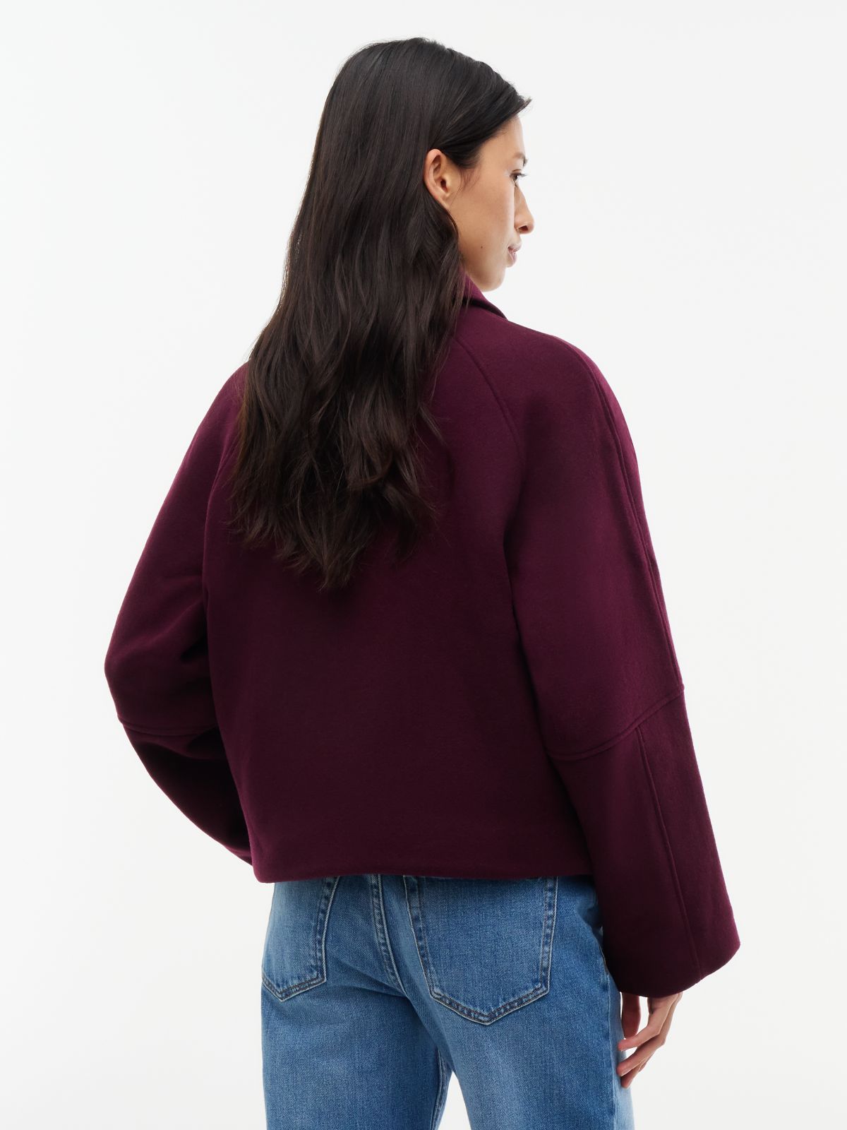 Wool Blend Belted Relaxed Jacket — Purple