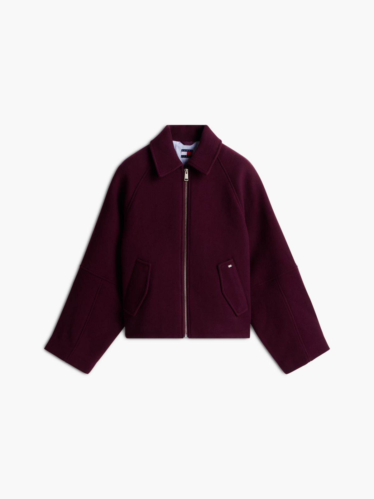 Wool Blend Belted Relaxed Jacket — Purple