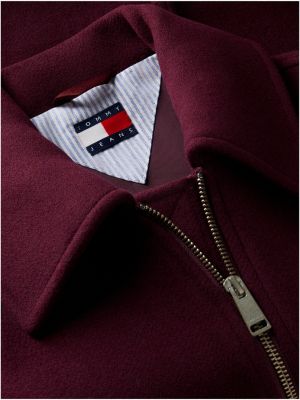 purple wool blend belted relaxed jacket for women tommy jeans