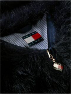 Tommy Flag Colour-Blocked Faux Fur Jacket — Blue 7
