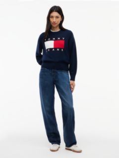 Tommy Flag Relaxed Crew Neck Jumper — Blue 2