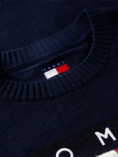 Tommy Flag Relaxed Crew Neck Jumper — Blue 6