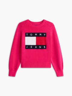 Tommy Flag Relaxed Crew Neck Jumper — Pink 5