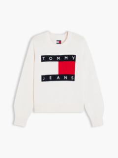 Tommy Flag Relaxed Crew Neck Jumper — White 5