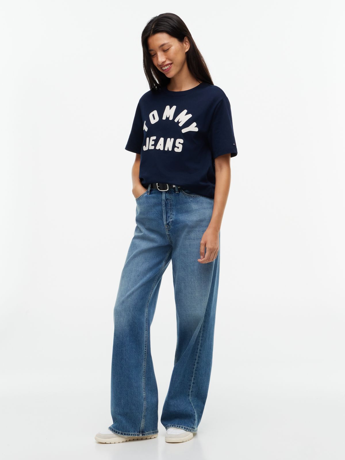 Textured Logo Relaxed Jersey T-Shirt — Blue