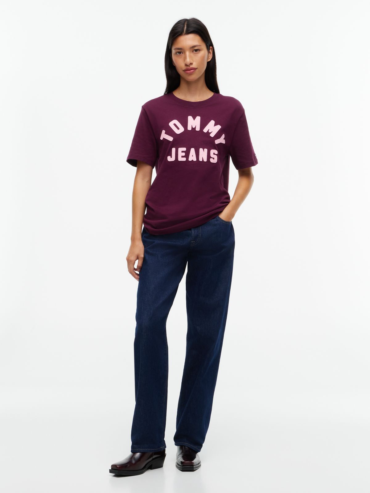 Textured Logo Relaxed Jersey T-Shirt — Purple