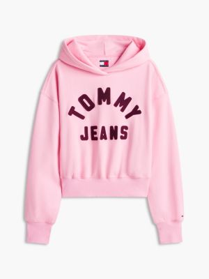 sweat à capuche oversize en molleton à logo pink pour femmes tommy jeans