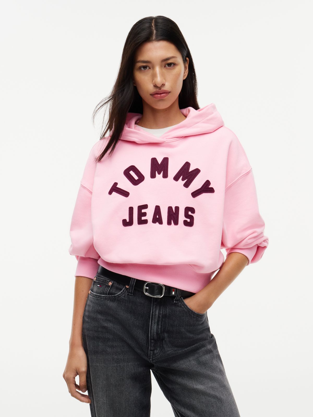 Varsity Logo Oversized Fleece Hoody — Pink