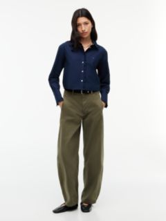 Relaxed Fit Ruffle Poplin Shirt — Blue 2