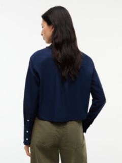 Relaxed Fit Ruffle Poplin Shirt — Blue 4