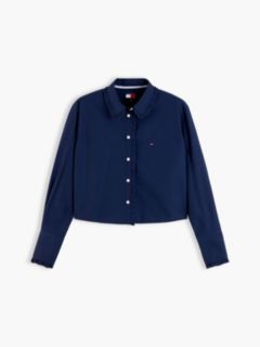 Relaxed Fit Ruffle Poplin Shirt — Blue 5