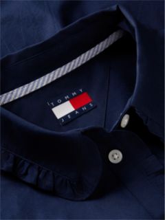 Relaxed Fit Ruffle Poplin Shirt — Blue 6