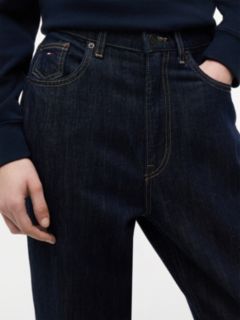 Mom High Rise Tapered Jeans With Linen — Blue 3