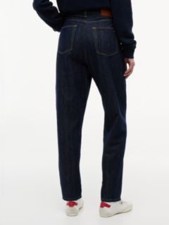 Mom High Rise Tapered Jeans With Linen — Blue 4