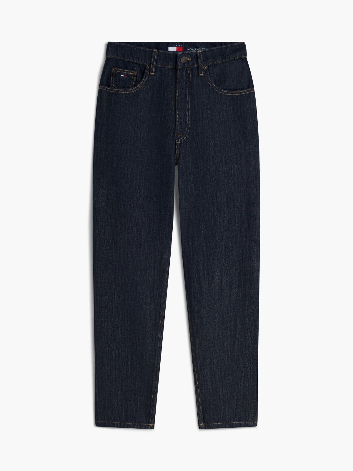 Mom High Rise Tapered Jeans With Linen — Blue
