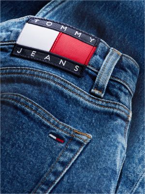 blau tapered mom-jeans mit ultrahohem bund für damen - tommy jeans