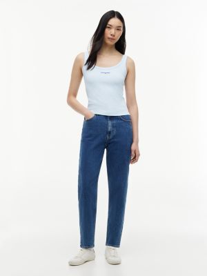 jean mom fuselé taille très haute denim pour femmes tommy jeans