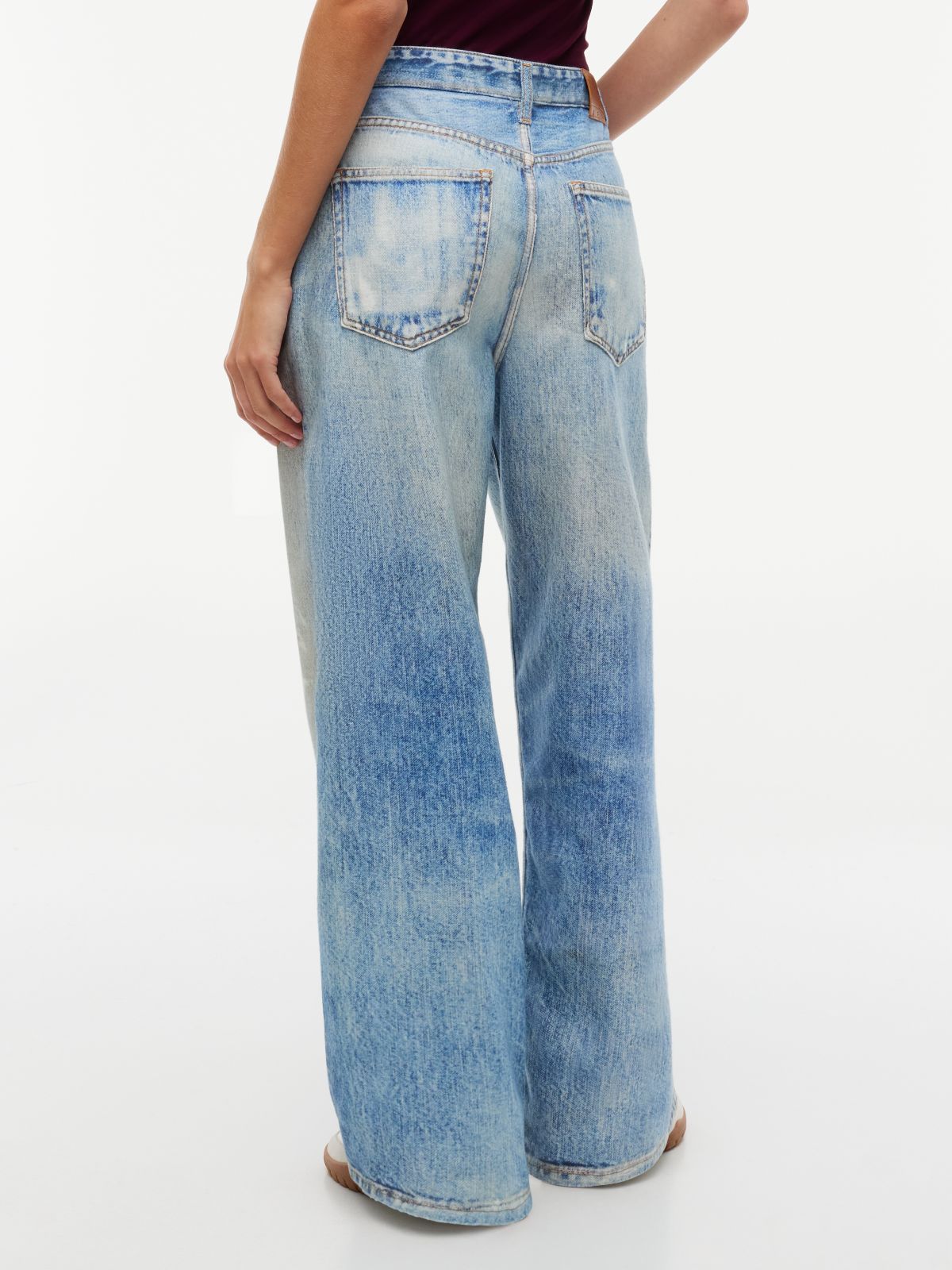 Charlie Mid Rise Loose Distressed Jeans — Blue