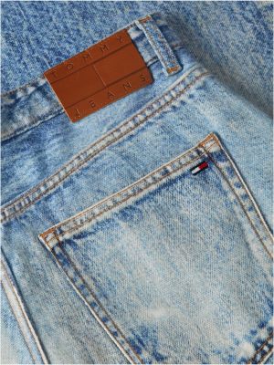 blue charlie mid rise loose distressed jeans for women tommy jeans