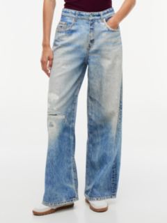 Charlie Mid Rise Loose Distressed Jeans — Blue 1