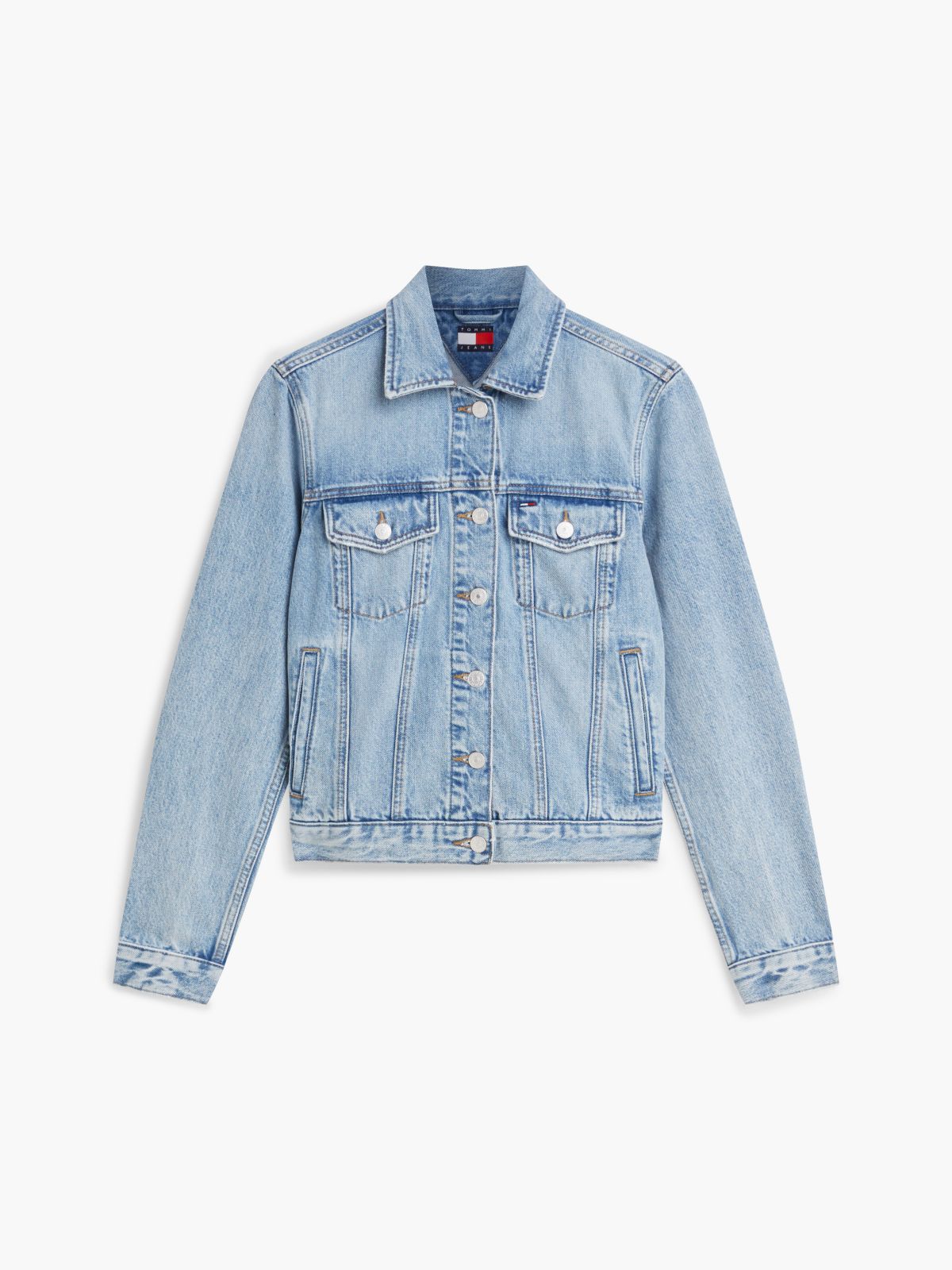 Faded Denim Trucker Jacket — Blue