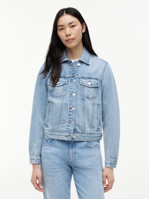 cazadora trucker vaquera desteñida blue de mujeres tommy jeans
