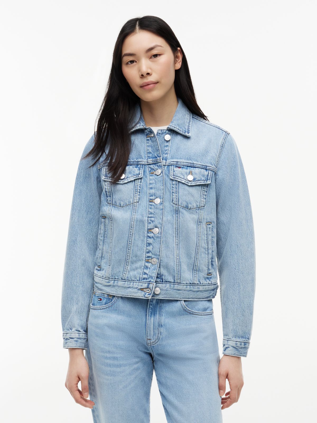 Faded Denim Trucker Jacket — Blue